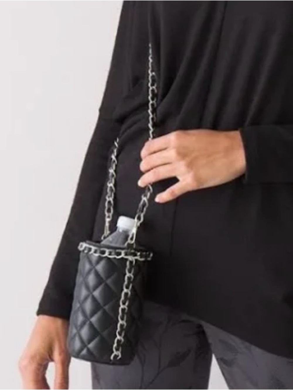 White House Black Market Quilted Faux Leather Chain Bottle Holder - Picture 4 of 4